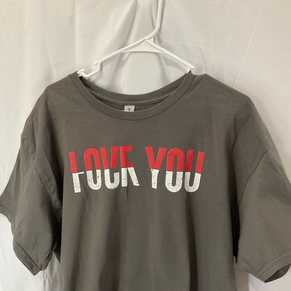 Gildan Unisex Gray T-shirt Size XL Love You/F*ck You Gray - Picture 4 of 7